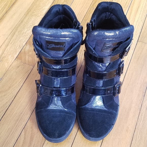 Guess Black Wedge Sneakers with Buckles - Picture 6 of 8